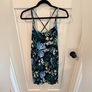 Old Navy Black and Green Floral Dress